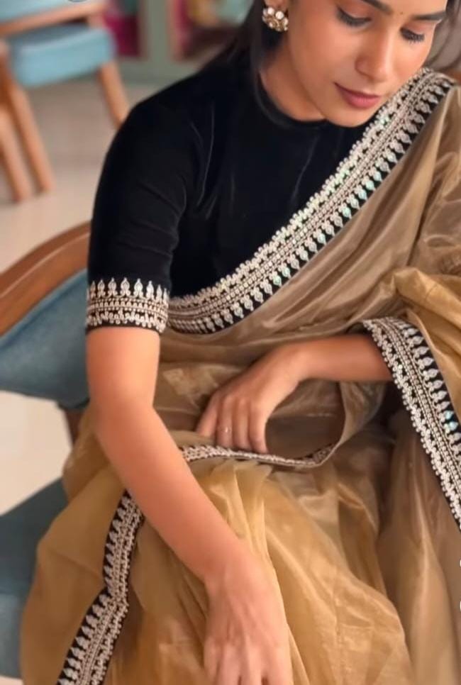 Heavy Soft Tissue Organza Silk Saree with Zari Embroidery